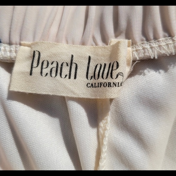 Peach Love California roses print Floral Chiffon Shorts ivory high waisted M - Picture 7 of 9